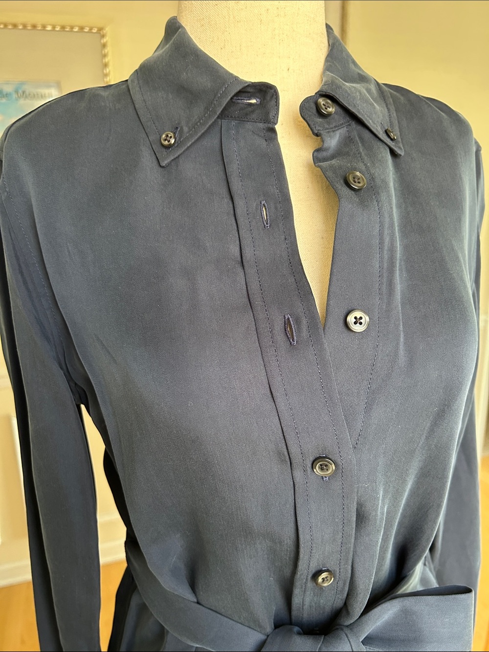 Brooks Brothers Dark Navy Button-Front Dress - Picture 10 of 10